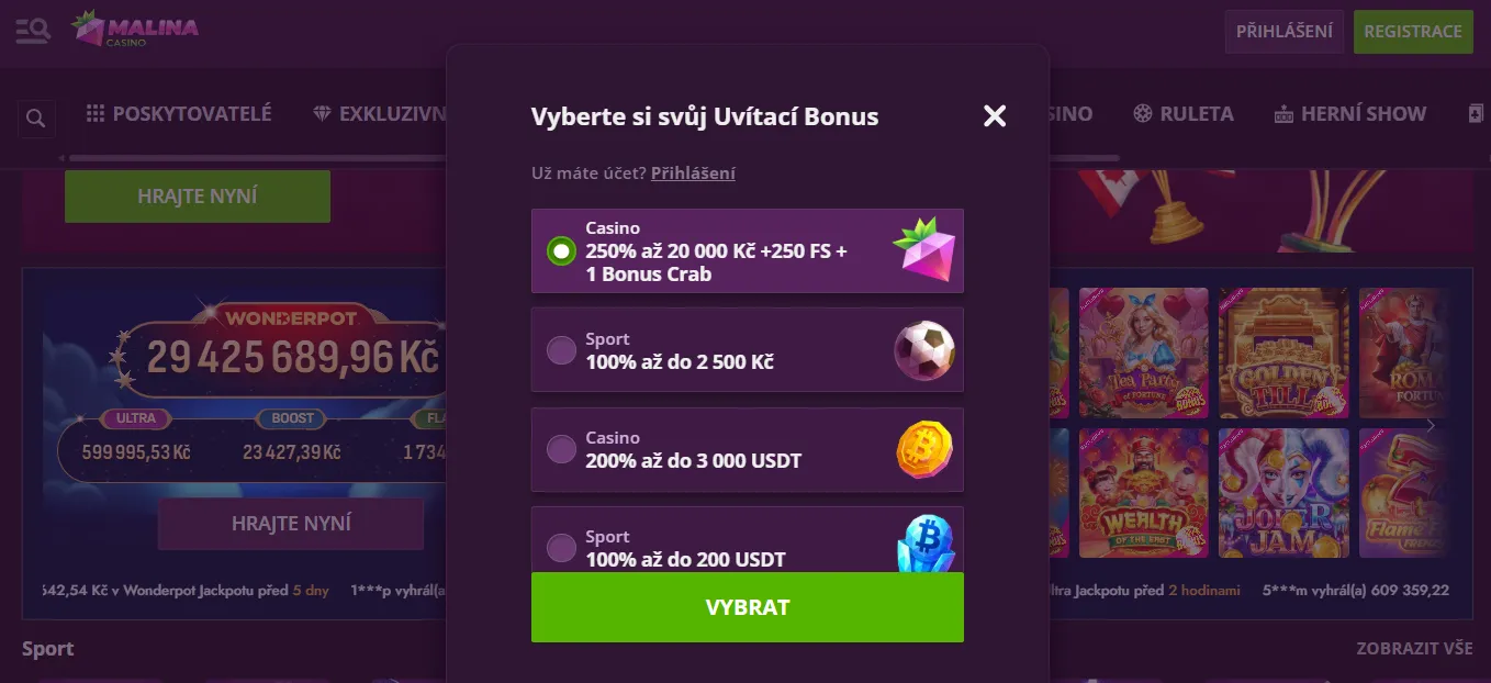 Malina Casino login: rychlý přístup k hráčskému účtu